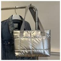 Moda señoras Tote bolsos de gran capacidad de algodón acolchado bolsa de compras rombo bolso portátil acolchado sólido para viajes de ocio - details 13