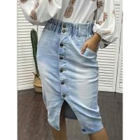 Falda vaquera De Cintura Elástica para mujer, Paquete De Falda De Cadera, Moda europea Y americana - details 2