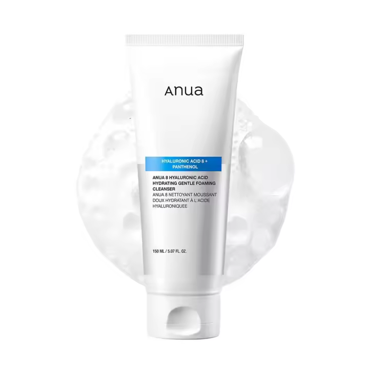 ANUA Hydrating Gentle Foaming Cleanser, Hyaluronic Acid, Glycerin, Zinc, Panthenol, Korean Face Wash for Dry Skin, for Double Cleansing, Korean Skincare (150ml/5.07fl oz.) - 1