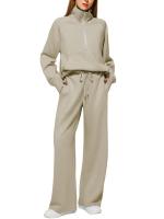 Conjuntos de dos piezas para mujer, tops y pantalones de cuello alto informales, trajes de moda para mujer, otoño - details 10