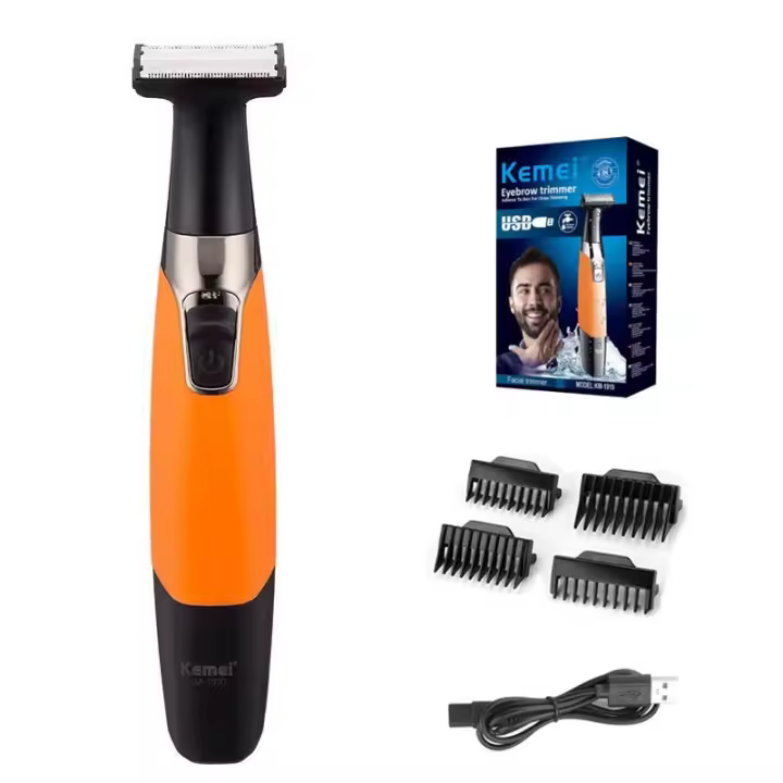 Kemei-afeitadora de barba eléctrica recargable para hombres, afeitadora corporal, cortadora de pelo hine, cuidado facial - 1