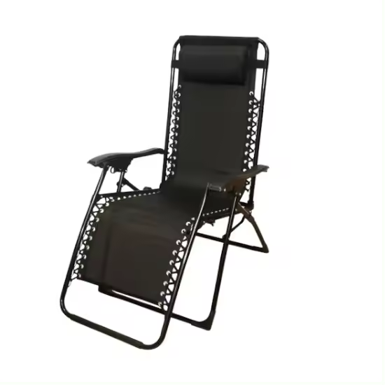2 Tumbonas Reclinables para Camping y Jardín 112 x 65 x 84 cm Tumbona Negra o Gris + Almohada Silla Gravedad Cero Playa Verano Piscina Banquetas para Salón Jardín Balcón - 1