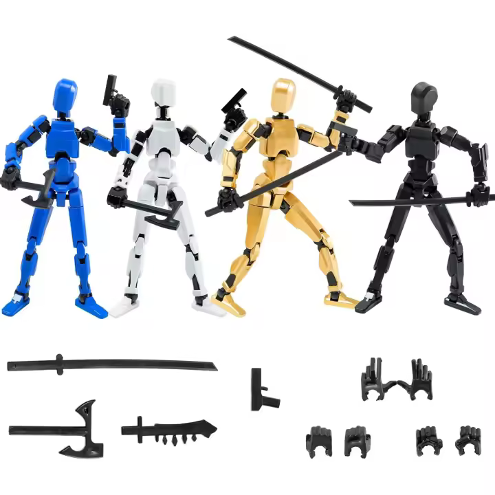 4 piezas de juguetes robot para niños, juego de 13 figuras de acción Titan, Lucky Dummy T Nova N 13, juguetes sensoriales con figuras de acción para niños (dorado + negro + blanco + azul) - 1