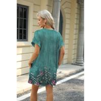BUNO-2025 Camiseta holgada de manga corta para mujer, vestidos estampados con bolsillos y cuello redondo - details 60