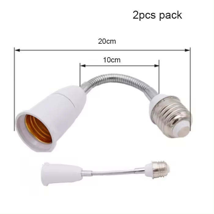 Adaptador de extensión de cuello de cisne L30/40/50/60cm de largo, Base E27 a E27, convertidor de enchufe de tornillo, extensor de lámpara, soporte de bombilla, 2 unids/lote por paquete - 1