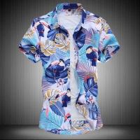 Camisa azul negra púrpura con solapa de un solo pecho de manga corta estampada blanca de verano para hombre, talla asiática M-5XL 6XL 7XL - details 20