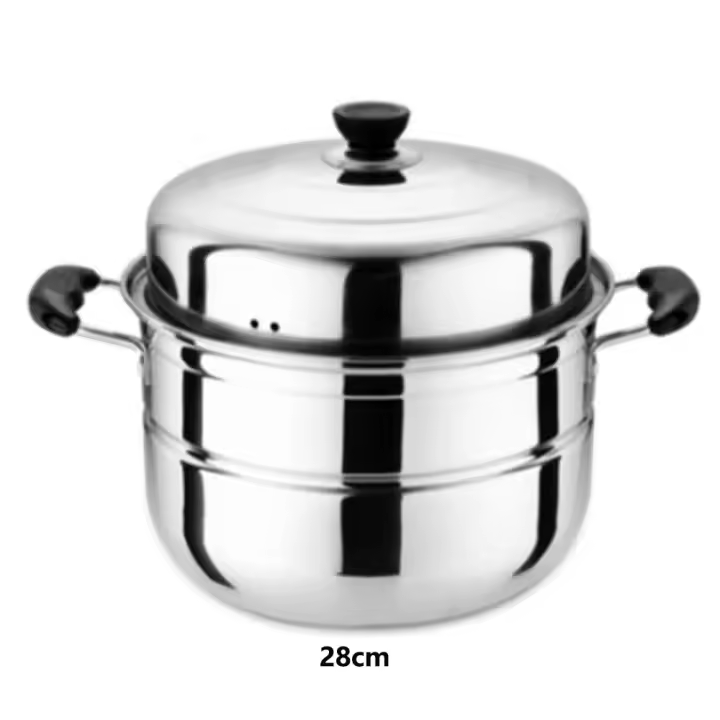 Olla vaporera multiusos de 2 capas con rejilla de vapor, doble caldera, utensilios de cocina de acero inoxidable, olla humeante para sopa espesa - 1