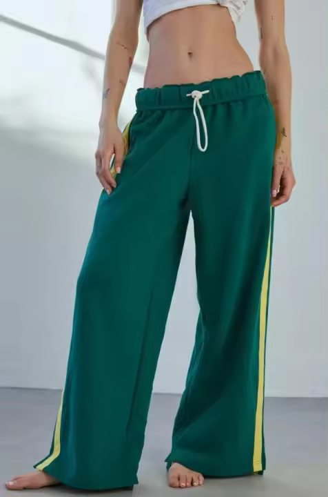 Pantalones largos de cintura elástica con cordón suelto informal para correr de bolsillo para mujer - 1