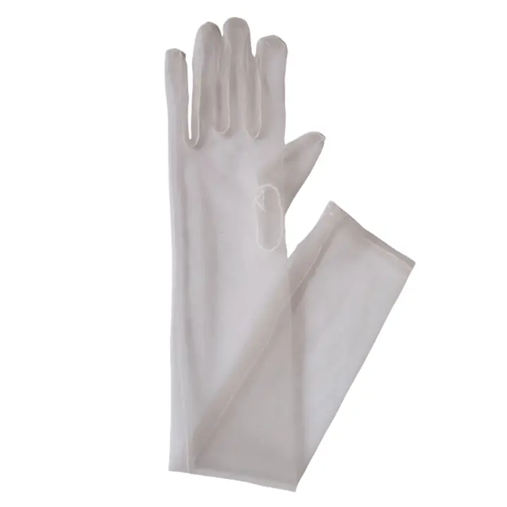Bridal Mesh Tulle Gloves Elbow Length Transparent Sheer Gloves for Evening Party Dance Gloves - 1