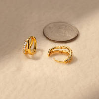Pendientes De Cristal Zirconia Redondos Para Mujer Acero Inoxidable Color Oro Estilo Piercing Joyería De Boda Fiesta Regalo Para Mujer - details 0