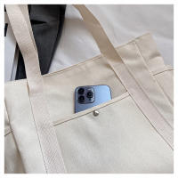 Bolso de mujer de lona de gran capacidad bolso de mano bolso de hombro estudiante universitario bolso versátil bolso de viaje multibolsillo - details 29