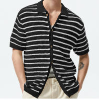 Nuevo suéter de punto de verano para hombres, camisa POLO informal de lana a rayas para hombres - details 7