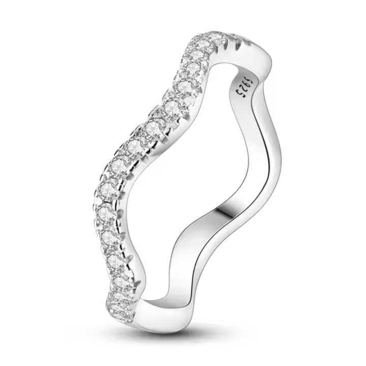 Anillo de Plata Esterlina 925 Líneas Brillantes y Pulidas Diseño de Estrella Luna Flor - 1
