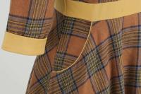 Vestido Midi de Cuello Alto con Lazo de Cuadros Retro Moda de Invierno para Mujeres Hepburn - details 21