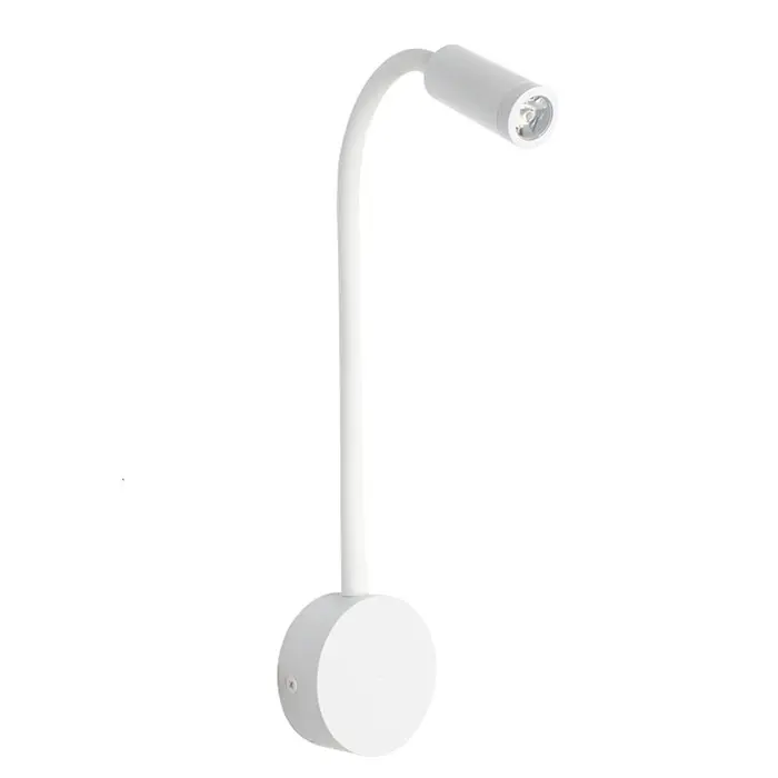Luz LED de lectura de 3W, lámpara de pared de cuello de cisne plateado, bronce, negro, blanco, para cabecero de cama, escritorio, interruptor de mesita de noche, 4000K - 1