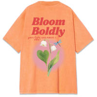 Camiseta lavada con estampado de orquídeas Bloom Boldly Bell, ropa de calle suave de verano para mujer, camisetas deportivas cómodas, pantalón corto informal de calle de manga - details 14
