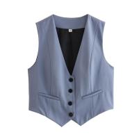 OUWU- Chaleco sin mangas para mujer, chalecos elegantes con cuello en V y una sola botonadura, blusas blancas elegantes - details 14