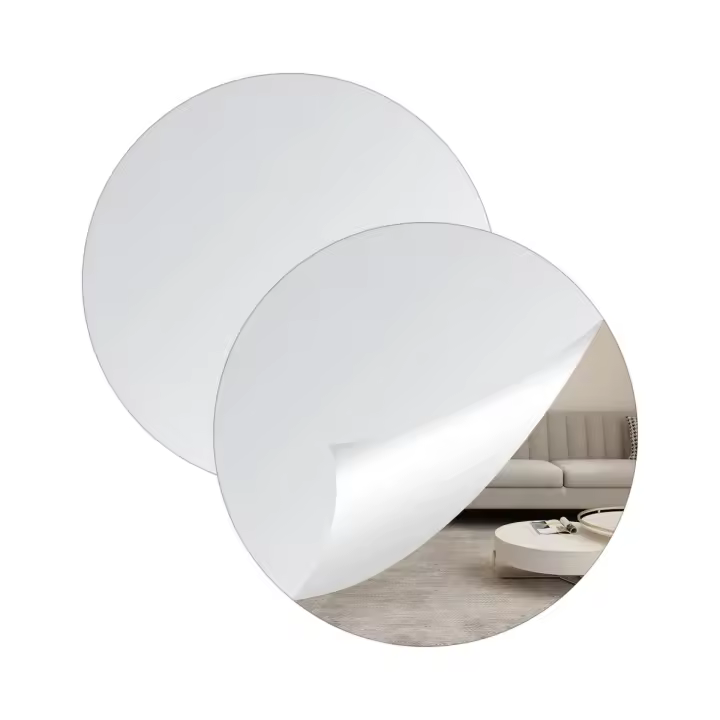 Espejo de Pared Redondo Ecológico Autoadhesivo, Pulido, 30cm, Ideal para Decoración del Hogar - 1