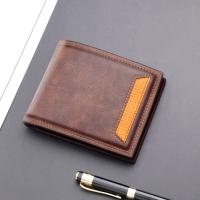 Cartera corta fina para hombre, monedero plegable de 2 posiciones, suave, resistente al agua y al desgaste, tarjetero de cuero M - details 4
