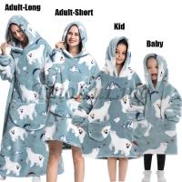 Sudaderas con capucha de gran tamaño para niños y mujeres, sudaderas con capucha de Panda, oso, aguacate, León, dibujos animados, Halloween, familia, mantas largas de TV, invierno, nuevo - details 21