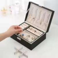 Caja de almacenamiento de joyas forrada de terciopelo para pendientes, anillos y collares de joyería-Blanco - details 2