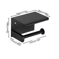 Portarrollos de baño montado en la pared con estante de almacenamiento, estante de almacenamiento de papel higiénico de acero inoxidable, resistente al agua y al óxido - details 0