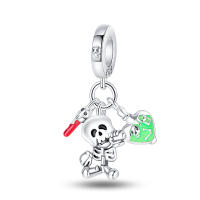 Cuentas de botella de poción de hombre y calavera de Halloween de Plata de Ley 925, compatibles con pulsera Original Pandora, abalorios, regalo de joyería para mujer - details 0