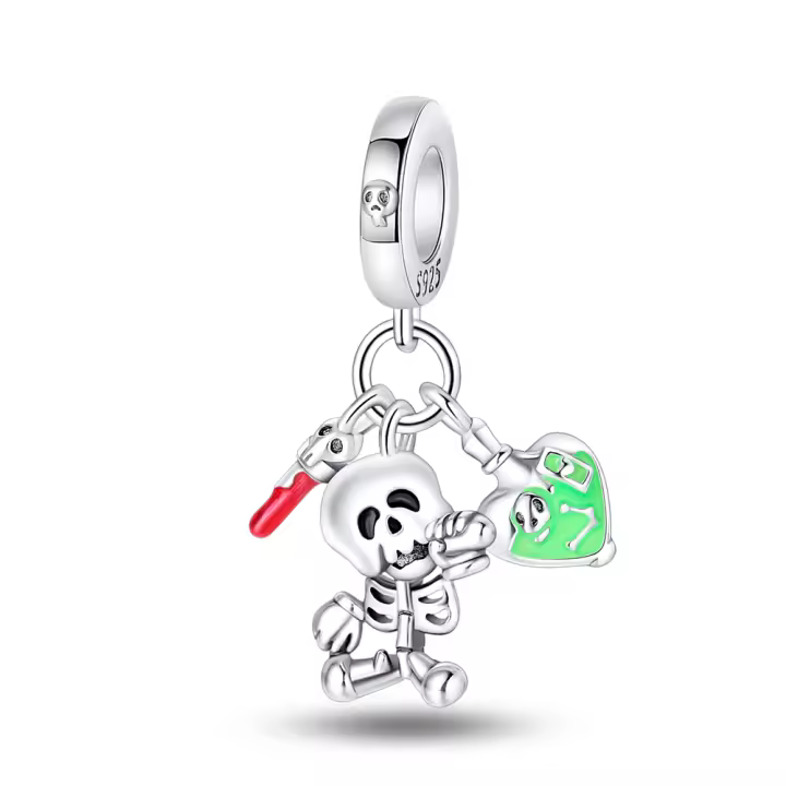 Cuentas de botella de poción de hombre y calavera de Halloween de Plata de Ley 925, compatibles con pulsera Original Pandora, abalorios, regalo de joyería para mujer - 1