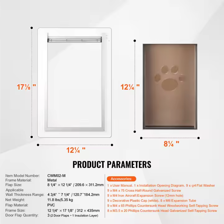 SucceBuy Puerta para mascotas, marco de metal con cerradura y sistema, resistente a la intemperie para gatos y perros - 1