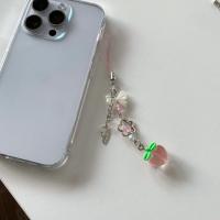Cordón estético para teléfono Y2K con forma de fresa, colgante de cadena para teléfono con cuentas de frutas transparentes, colgante de correa para teléfono de melocotón para niñas - details 3