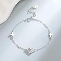 Pulsera de corazón de diamante completo de plata S para mujer, estilo coreano Ins, nicho Simple, joyería de personalidad Bestie de alta gama - details 0
