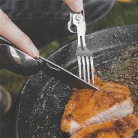 Herramienta Plegable de Acero Inoxidable Portátil Cuchillo de Bolsillo Desmontable para Supervivencia al Aire Libre Cuchara de Punto de Hebilla - details 6