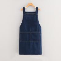 Delantal vaquero de moda duradero, diseño artístico con bolsillo, delantal Retro, delantal de trabajo coreano antiincrustante suave, delantal de cocina - details 7