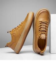 Zapatos deportivos de cuero para hombre, tendencia versátil, puntera ancha, suela gruesa antideslizante. - details 16