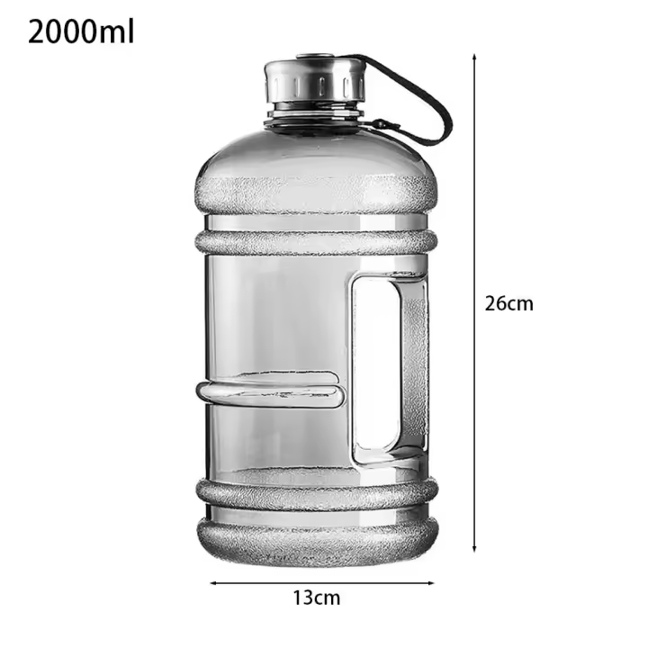 Botella de agua de gran capacidad de 2L, botella de bebida para entrenamiento deportivo, botella agitadora con asa, botella de galón para gimnasio al aire libre - 1