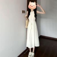 Vestido blanco francés sin mangas, artículo nuevo de verano para niños 2025, estatura pequeña, pausa para el té, chaleco adelgazante, vestido de falda larga - details 4