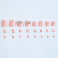 Uñas postizas rosas con diamantes de imitación, Uñas postizas ultraflexibles de larga duración para vestido de niña caliente a juego - details 7