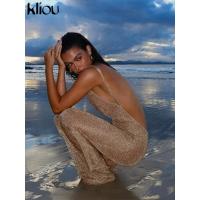 Vestido Largo Brillante de Kliou Mango de Espalda Transparente Elegante para Mujeres en Verano - details 14
