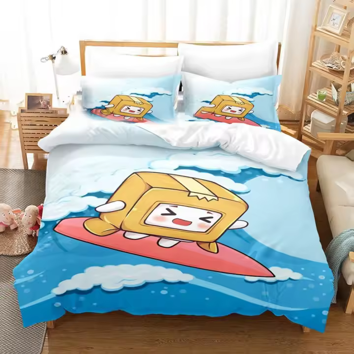 Juego de Ropa de Cama Impresa en 3D Foxy Boxy Funda de Edredón, Cubierta de Cama, Funda de Edredón para Dormitorio, Tamaño Cama Rey - 1