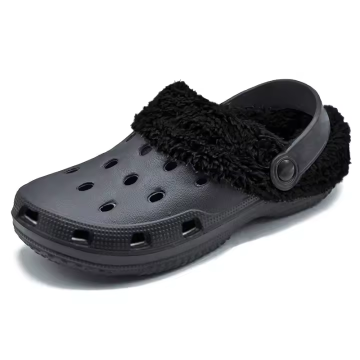 Zapatillas peludas cálidas para hombre y mujer, zapatos de algodón concisos para interiores y el hogar, toboganes mullidos informales, zuecos de piel de felpa, 48, Invierno - 1