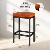 Taburetes Altos de Cocina, 66 cm Taburete Cocina, Negro Cuero de Pu Taburete Alto, Taburetes de Cocina Con Cojín de 6 cm de Grosor y Base de Metal, Taburetes Altos para Mostrador Cocina - details 2