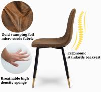 Juego de 4 sillas giratorias de ante para comedor con asiento acolchado, sillas de diseño para salón o cocina, con patas de metal negro, marrón - details 29