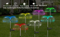 Luces solares de medusas para exteriores, luces de jardín de flores para patio, camino, césped, decoración de fiesta, 4 piezas - details 2