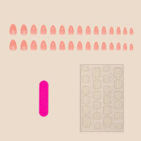 Uñas artificiales de longitud media para mujer, manicura de 30 piezas, rosa almendra, estilo simple, color sólido, para salón de belleza - details 3