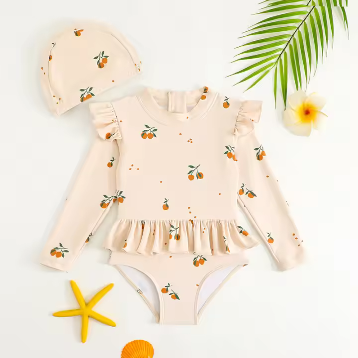 Kangobaby # Mi vida suave #   Conjunto de 2 piezas de traje de baño para niñas con estampado fresco, traje de baño de verano para bebés, surf en la playa - 1