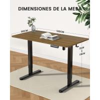 Escritorio Elevable Eléctrico Mesa Ajustable en Altura 120x60 cm Mesa de Oficina con Panel Inteligente de 4 Memorias Escritorio con Gancho para Mochila y Tablero Ensamblaje (Marrón Vintage) - details 38