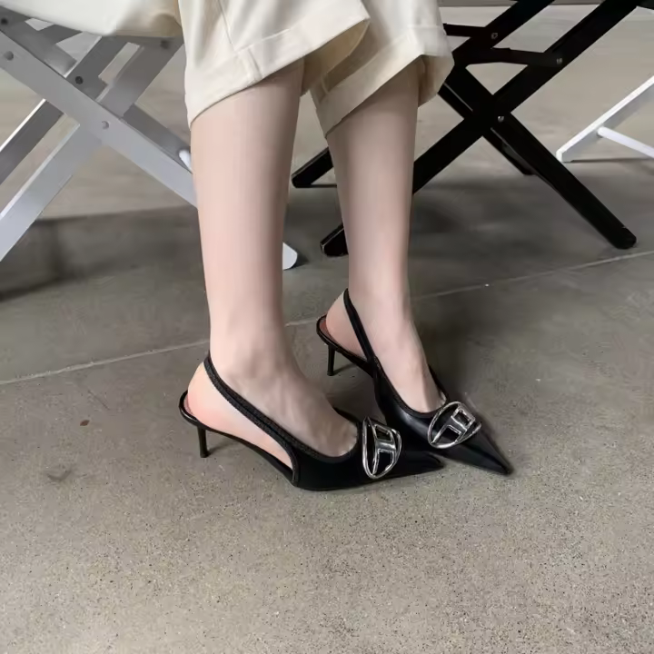 Sandalias con punta de aguja para mujer, zapatos con punta en punta, estilo de niño, Sentido del diseño - 1