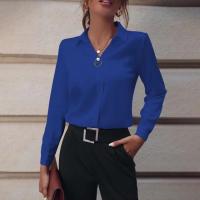 Blusa de Verano Elegante Cuello en V Blusa de Manga Larga de Color Sólido - details 14