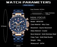 Reloj informal de negocios de lujo para hombre, reloj de pulsera de cuarzo resistente al agua, cronógrafo luminoso de acero inoxidable a la moda para el trabajo - details 5