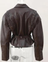 Chaqueta de cuero de manga larga con cuello atado, temperamento de moda, estilo de viaje, otoño e invierno, 2024 - details 2